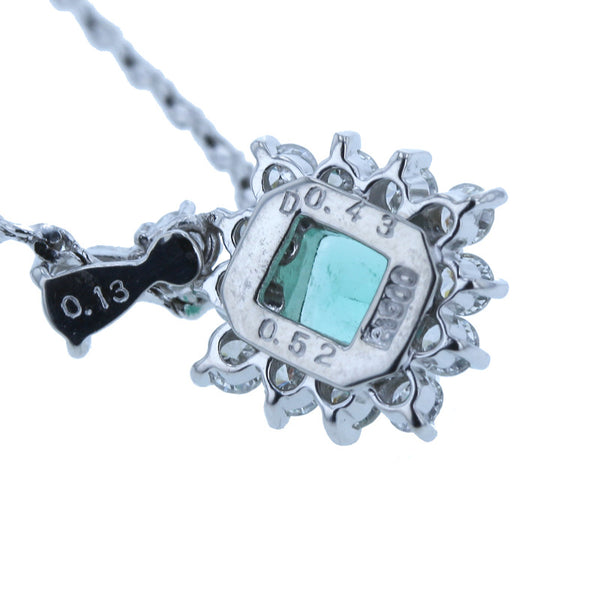 Pt900 プラチナ Pt850 プラチナ エメラルド0.52ct ダイヤ0.43ct ネックレス レディース 中古