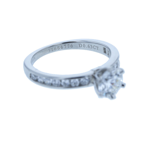 ティファニー Pt950 プラチナ ダイヤ0.63ct ソリティア　チャネルセッティング リング 指輪 レディース TIFFANY&Co. 6.5号 中古
