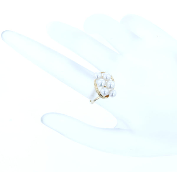 K14YG イエローゴールド アコヤパール4mm～5mm リング 指輪 レディース 11号 中古