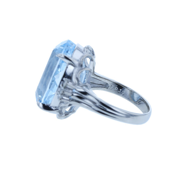 Pt900 プラチナ ブルートパーズ17.35ct ダイヤ0.15ct リング 指輪 レディース 10号 中古