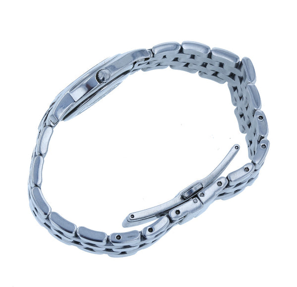 グッチ 5500L シルバー ステンレススチール 腕時計 レディース GUCCI クオーツ ブラック文字盤 【中古】