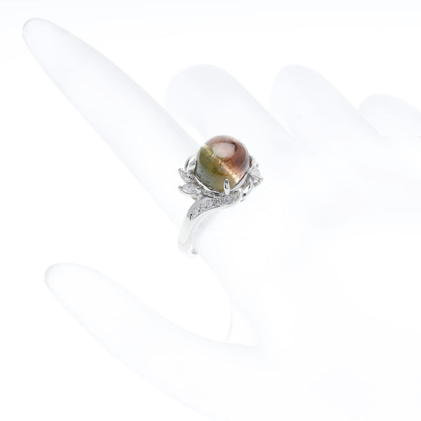 Pt900プラチナ トルマリン6.74ct ダイヤ0.331ct リング 指輪  13号 中古