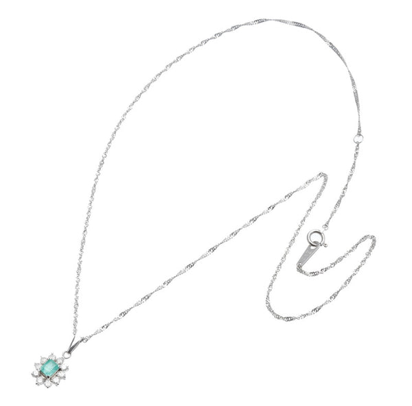 Pt900 プラチナ Pt850 プラチナ エルメス エメラルド0.33ct ダイヤ0.34ct ネックレス レディース 中古