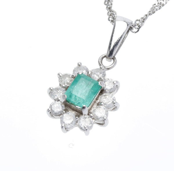 Pt900 プラチナ Pt850 プラチナ エルメス エメラルド0.33ct ダイヤ0.34ct ネックレス レディース 中古