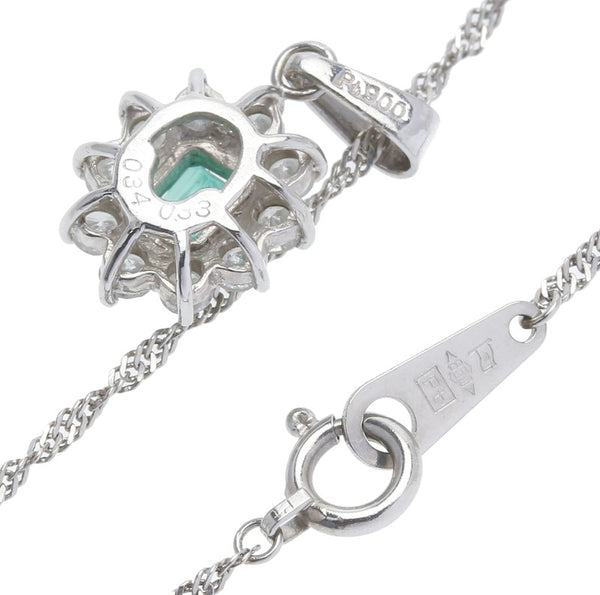 Pt900 プラチナ Pt850 プラチナ エルメス エメラルド0.33ct ダイヤ0.34ct ネックレス レディース 中古