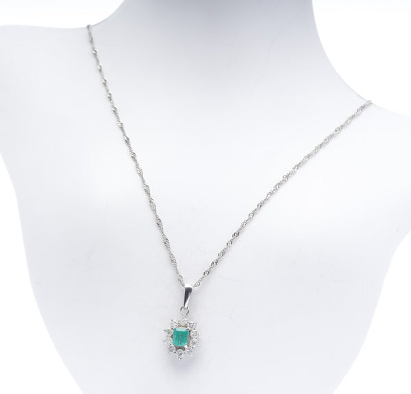 Pt900 プラチナ Pt850 プラチナ エルメス エメラルド0.33ct ダイヤ0.34ct ネックレス レディース 中古