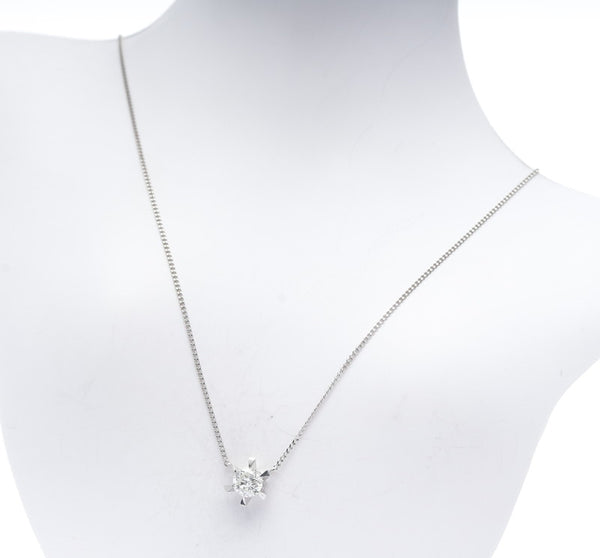 Pt900 プラチナ Pt850 プラチナ ダイヤ0.4ct ネックレス レディース 中古
