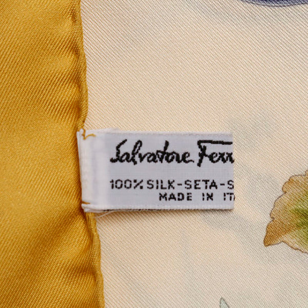 サルヴァトーレフェラガモ イエロー シルク スカーフ レディース Salvatore Ferragamo 中古