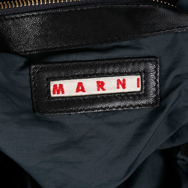 マルニ ゴールド金具 ブラック レザー ウール ショルダーバッグ レディース MARNI 【中古】