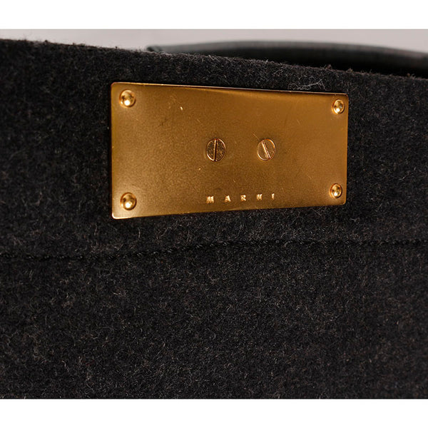 マルニ ゴールド金具 ブラック レザー ウール ショルダーバッグ レディース MARNI 【中古】