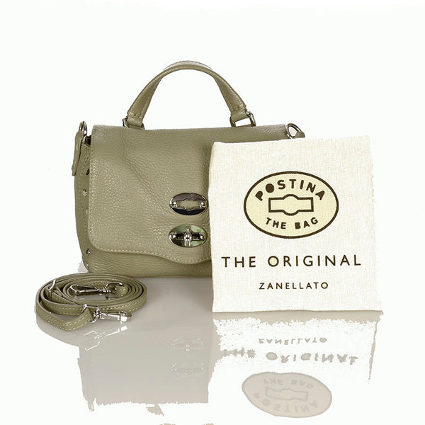 ザネラート ポスティーナ ライトグレー レザー ハンドバッグ ショルダーバッグ2way レディース ZANELLATO 【中古】