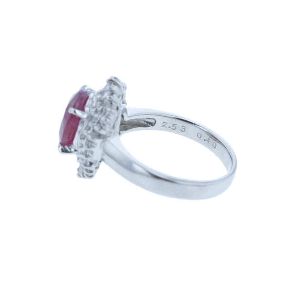 Pt900 プラチナ ルビー2.523ct ダイヤ0.40ct リング 指輪 レディース 10号 中古