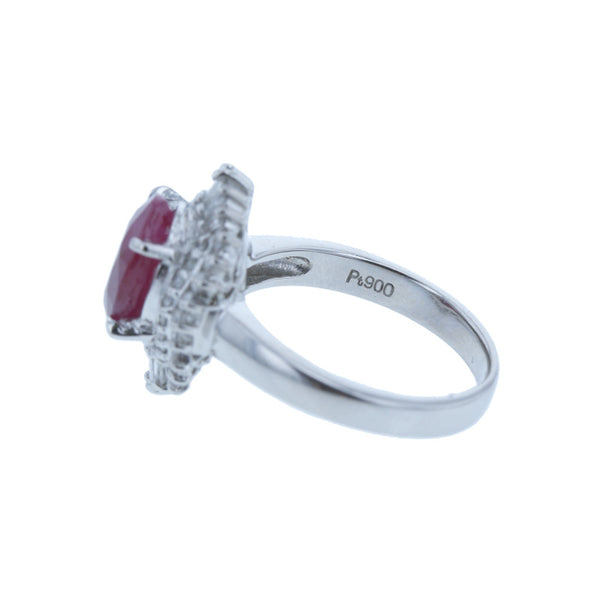 Pt900 プラチナ ルビー2.523ct ダイヤ0.40ct リング 指輪 レディース 10号 中古