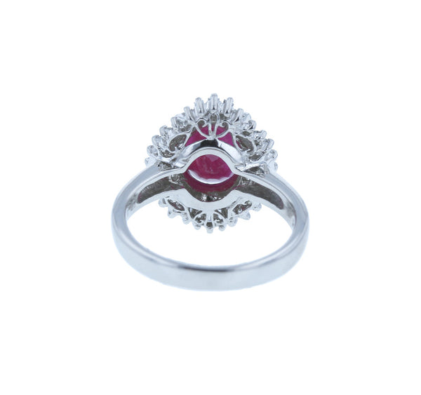 Pt900 プラチナ ルビー2.523ct ダイヤ0.40ct リング 指輪 レディース 10号 中古