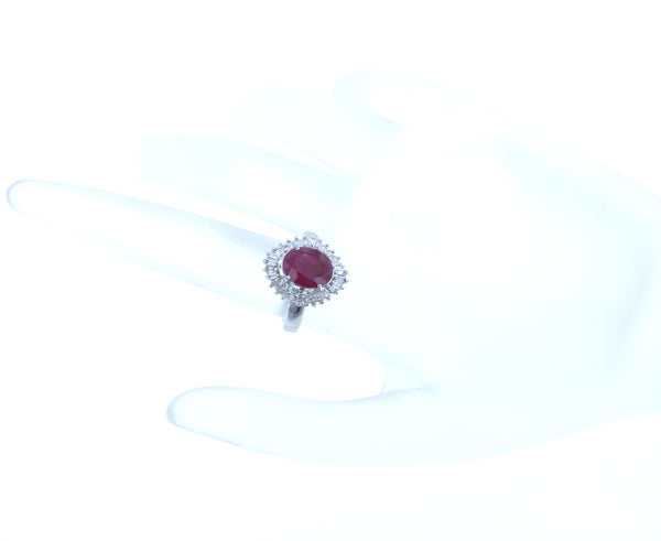Pt900 プラチナ ルビー2.523ct ダイヤ0.40ct リング 指輪 レディース 10号 中古