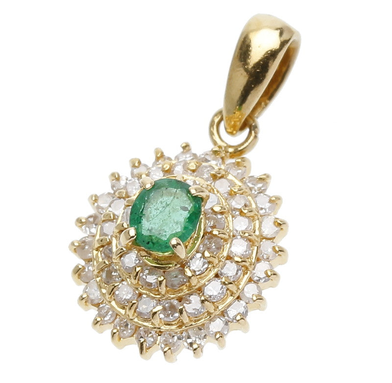 K18イエローゴールド エメラルド ダイヤ0.30ct エメラルド ネックレス  中古