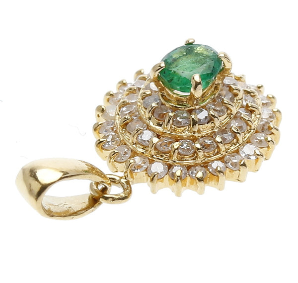 K18イエローゴールド エメラルド ダイヤ0.30ct エメラルド ネックレス  中古