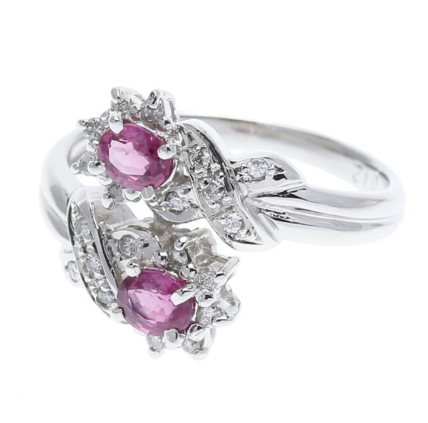 Pt900プラチナ ルビー ダイヤ ルビー ダイヤ0.12ct リング 指輪  9号 中古