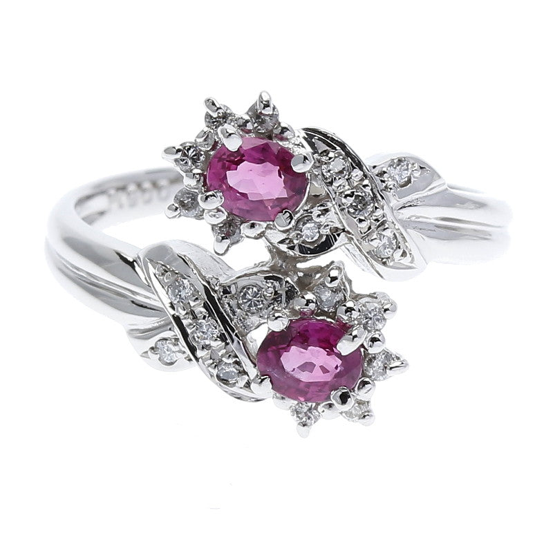 Pt900プラチナ ルビー ダイヤ ルビー ダイヤ0.12ct リング 指輪  9号 中古