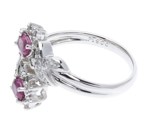 Pt900プラチナ ルビー ダイヤ ルビー ダイヤ0.12ct リング 指輪  9号 中古