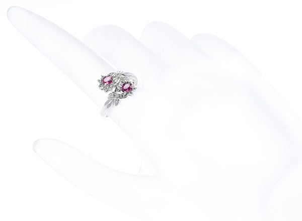 Pt900プラチナ ルビー ダイヤ ルビー ダイヤ0.12ct リング 指輪  9号 中古
