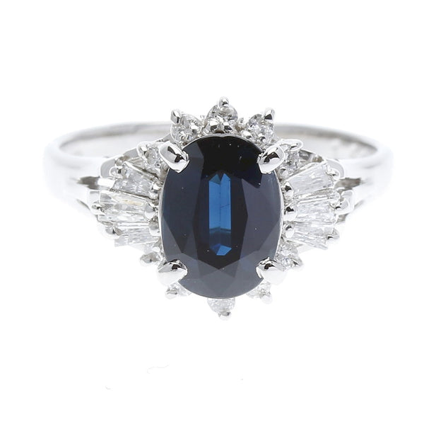 Pt900プラチナ サファイア ダイヤ サファイア1.68ct ダイヤ0.28ct リング 指輪  10号 中古