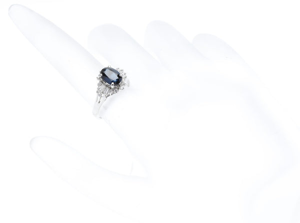 Pt900プラチナ サファイア ダイヤ サファイア1.68ct ダイヤ0.28ct リング 指輪  10号 中古