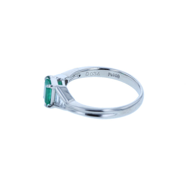Pt900 プラチナ エメラルド0.51ct ダイヤ0.34ct リング 指輪 レディース 11号 【中古】