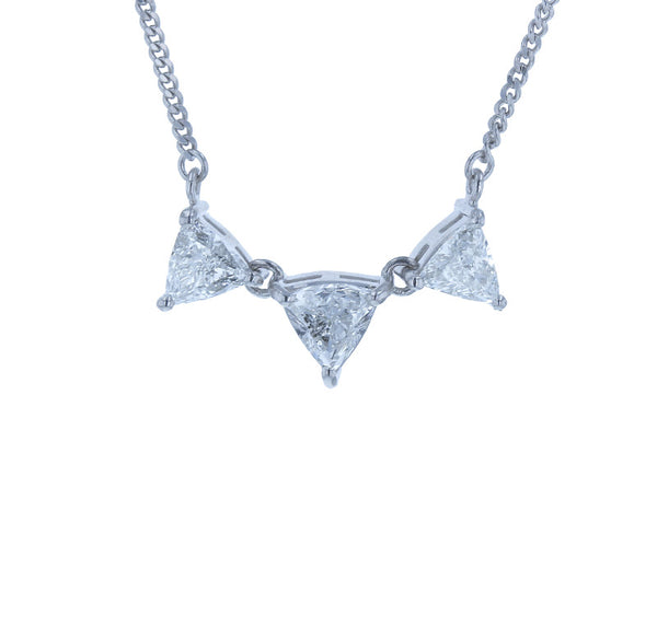 Pt900 プラチナ Pt850 プラチナ トリリアントカットダイヤ1.00ct ネックレス レディース 中古