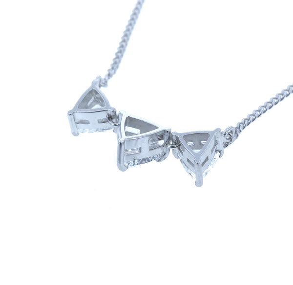 Pt900 プラチナ Pt850 プラチナ トリリアントカットダイヤ1.00ct ネックレス レディース 中古