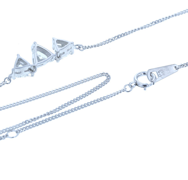 Pt900 プラチナ Pt850 プラチナ トリリアントカットダイヤ1.00ct ネックレス レディース 中古