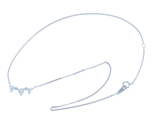 Pt900 プラチナ Pt850 プラチナ トリリアントカットダイヤ1.00ct ネックレス レディース 中古