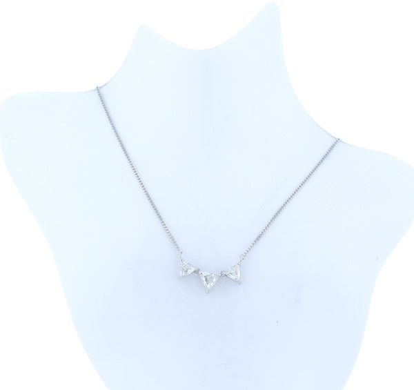 Pt900 プラチナ Pt850 プラチナ トリリアントカットダイヤ1.00ct ネックレス レディース 中古