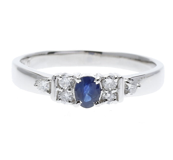 Pt900 プラチナ サファイア ダイヤ0.16ct リング 指輪 レディース 13.5号 中古