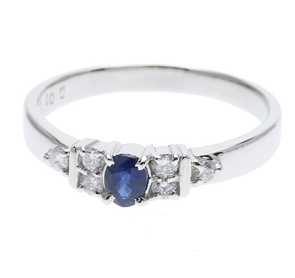 Pt900 プラチナ サファイア ダイヤ0.16ct リング 指輪 レディース 13.5号 中古