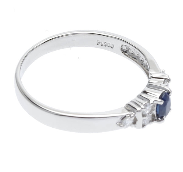 Pt900 プラチナ サファイア ダイヤ0.16ct リング 指輪 レディース 13.5号 中古
