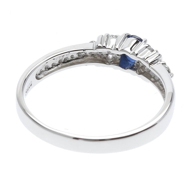 Pt900 プラチナ サファイア ダイヤ0.16ct リング 指輪 レディース 13.5号 中古