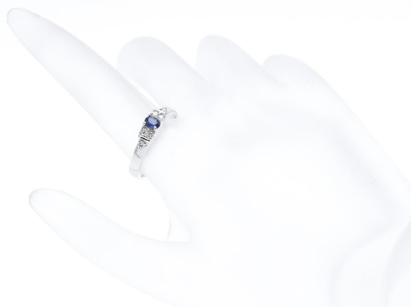 Pt900 プラチナ サファイア ダイヤ0.16ct リング 指輪 レディース 13.5号 中古