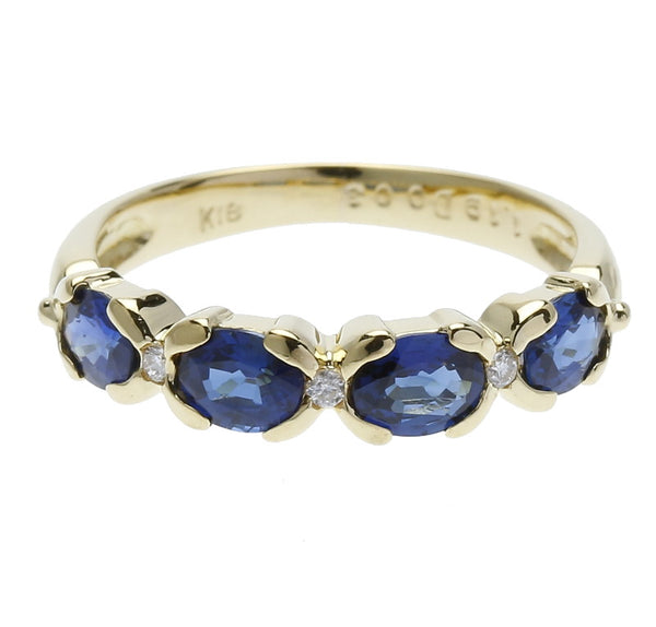 K18イエローゴールド サファイア ダイヤ サファイア1.19ct ダイヤ0.03ct リング 指輪  11号 中古