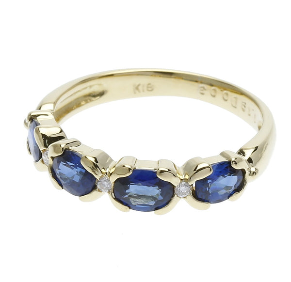 K18イエローゴールド サファイア ダイヤ サファイア1.19ct ダイヤ0.03ct リング 指輪  11号 中古