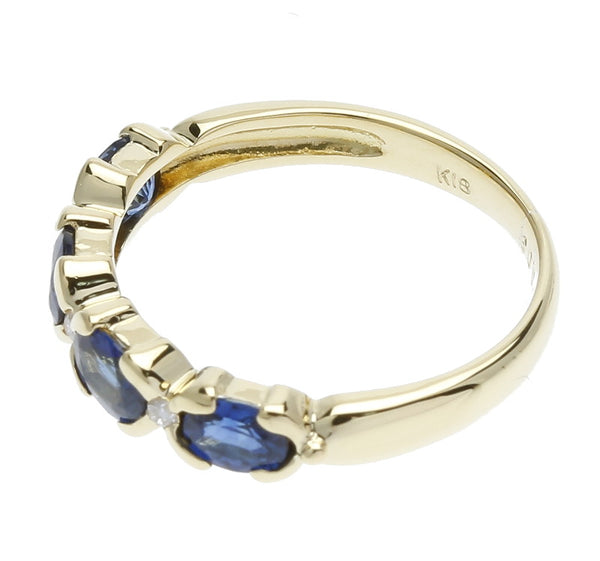 K18イエローゴールド サファイア ダイヤ サファイア1.19ct ダイヤ0.03ct リング 指輪  11号 中古