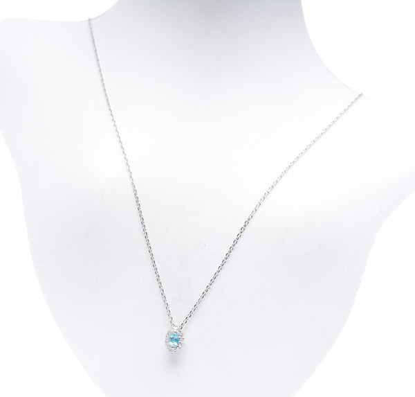 Pt900プラチナ Pt850プラチナ パライバトルマリン0.09ct ダイヤ0.07ct ネックレス  中古