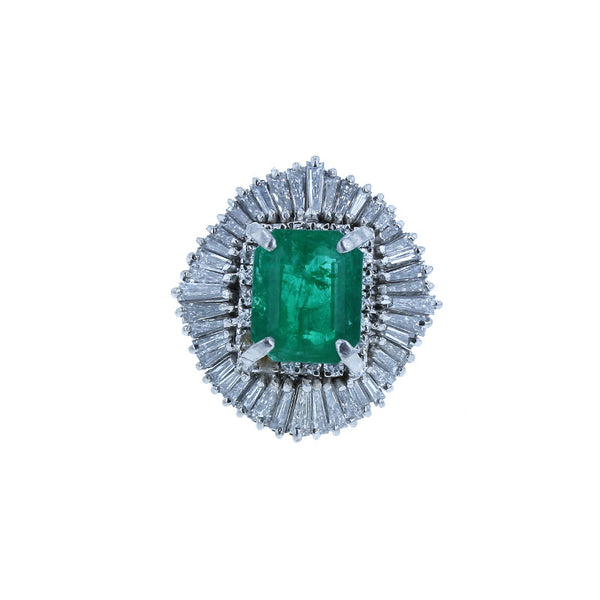 Pt900 プラチナ エメラルド4.07ct ダイヤ2.36ct リング 指輪 レディース 12号 中古