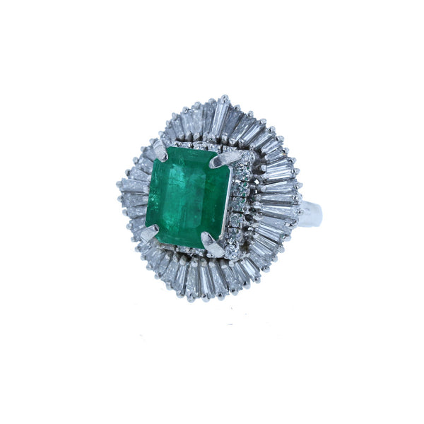 Pt900 プラチナ エメラルド4.07ct ダイヤ2.36ct リング 指輪 レディース 12号 中古