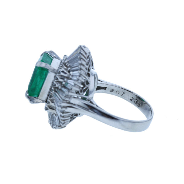 Pt900 プラチナ エメラルド4.07ct ダイヤ2.36ct リング 指輪 レディース 12号 中古