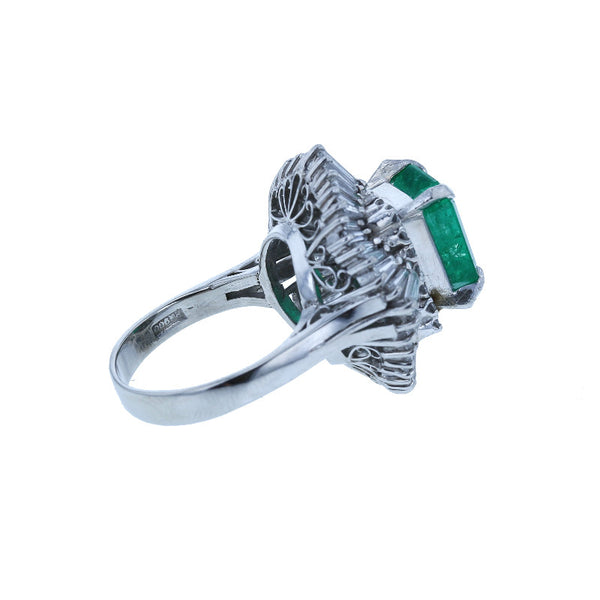 Pt900 プラチナ エメラルド4.07ct ダイヤ2.36ct リング 指輪 レディース 12号 中古