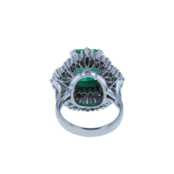 Pt900 プラチナ エメラルド4.07ct ダイヤ2.36ct リング 指輪 レディース 12号 中古