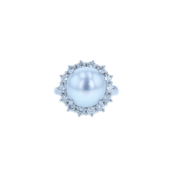 Pt900 プラチナ シロチョウパール12mm ダイヤ1.15ct リング 指輪 レディース 11.5号 【中古】