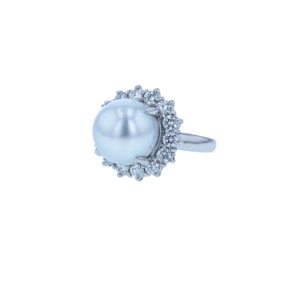 Pt900 プラチナ シロチョウパール12mm ダイヤ1.15ct リング 指輪 レディース 11.5号 【中古】
