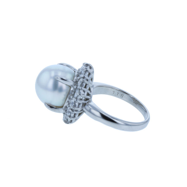 Pt900 プラチナ シロチョウパール12mm ダイヤ1.15ct リング 指輪 レディース 11.5号 【中古】